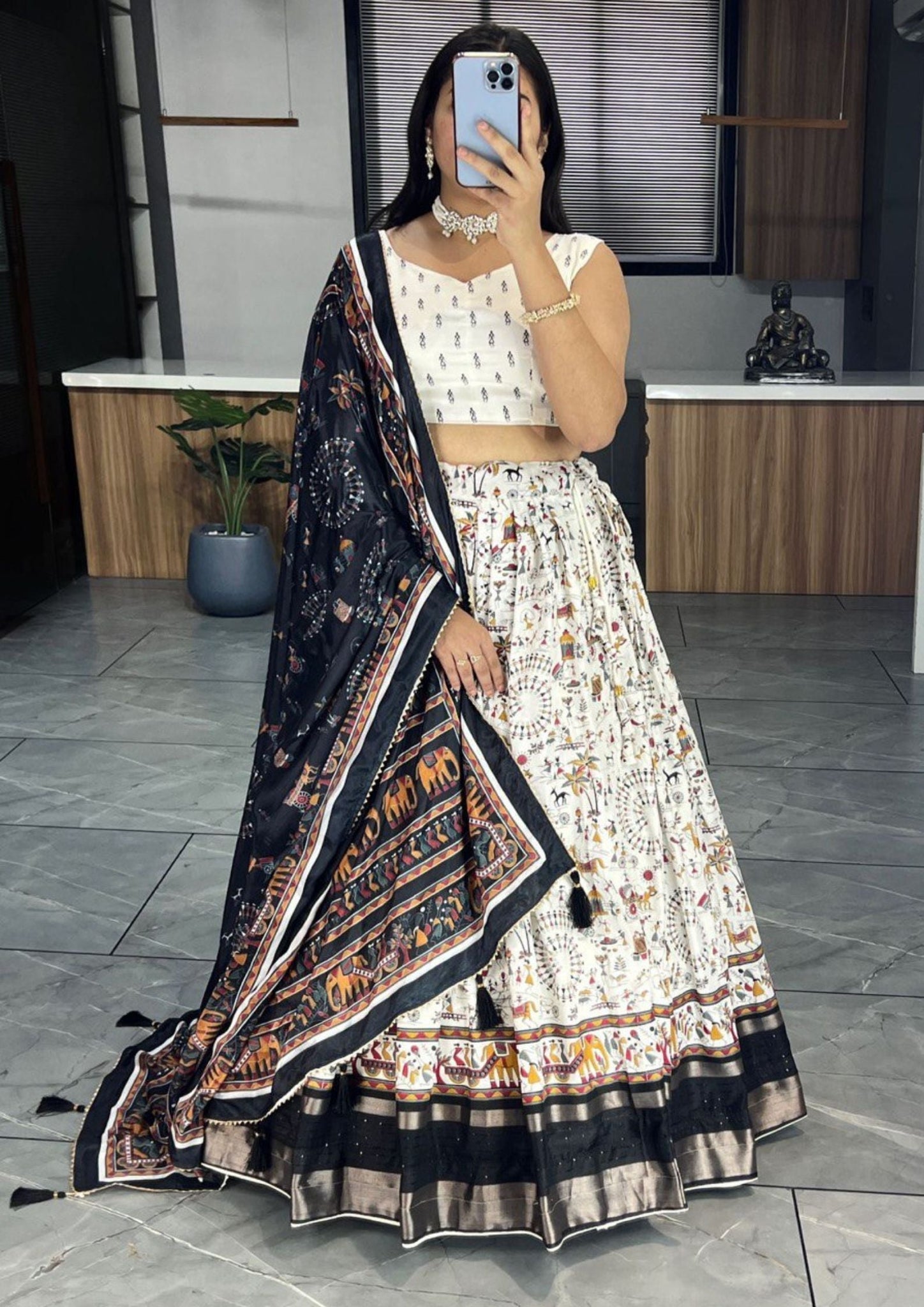 White And Black Color Lehenga Choli