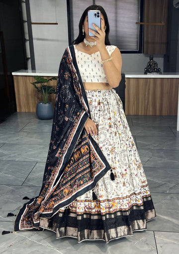 White And Black Color Lehenga Choli