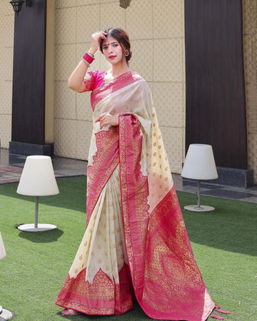 Elegantly decorated with gorgeous Solid Jacquard weave that gives a perfect look to the outfit white Colour