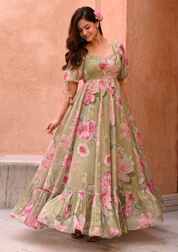 Floral Printed Desinger Anarkali Gown