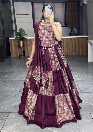 Sajani Wine Cotton Lehenga Sets