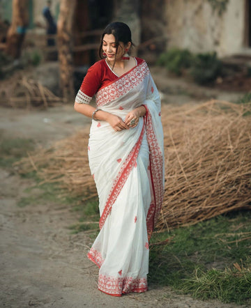 Elegantly decorated with gorgeous Solid Jacquard weave that gives a perfect look to the outfit White Colur