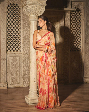 This Bollywood-inspired saree is a stunning combination of style and comfort.