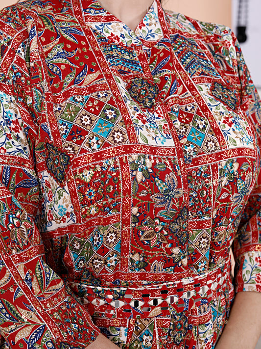 Cotton Anarkali Gown With Embroidery Work