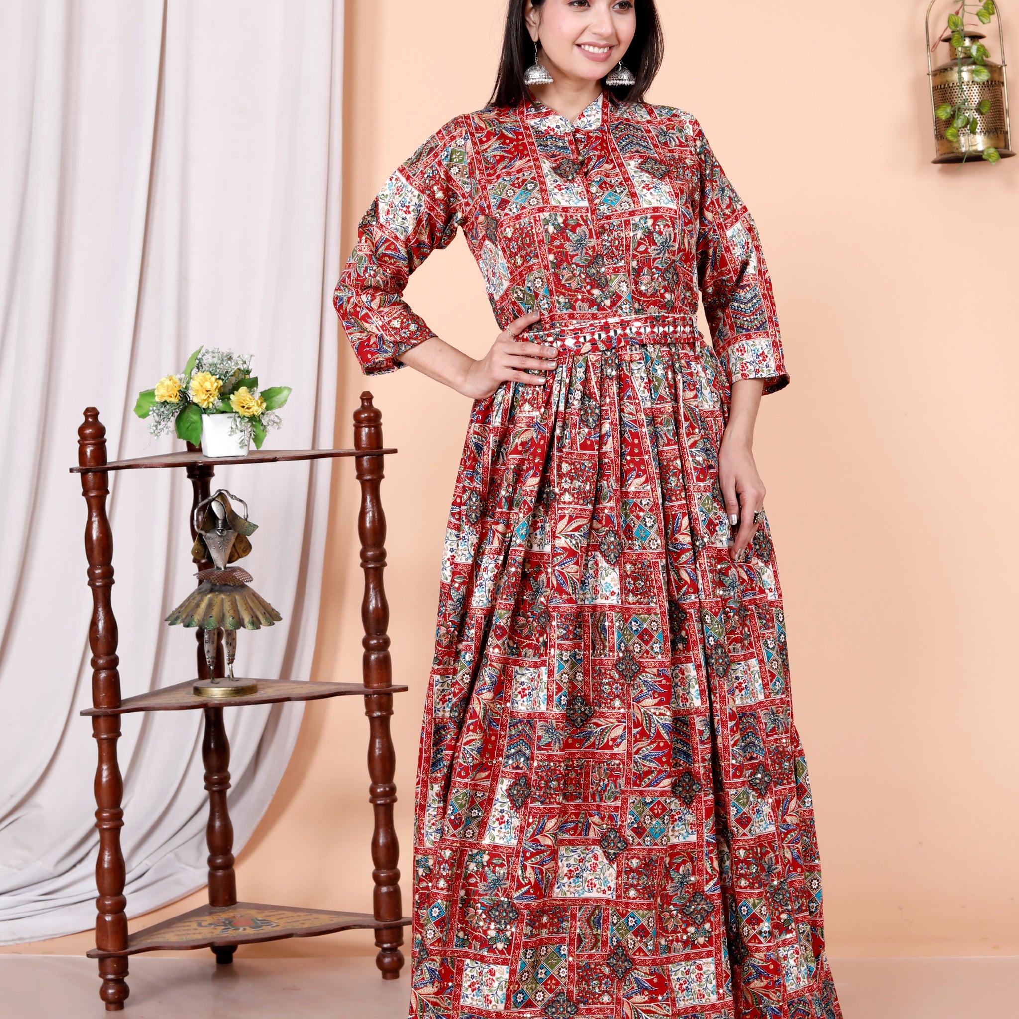 Cotton Anarkali Gown With Embroidery Work