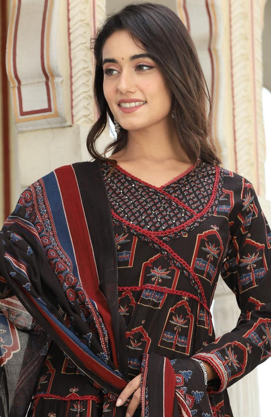 WOMEN V-NECK ANIMAL PRINTED SUIT SET