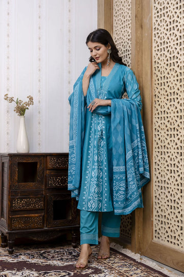 Indigo Dream Suit Set Blue Colour with Dupatta and Bottom