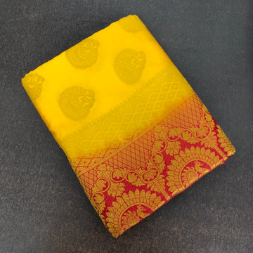 Women's Zari Woven Kanjivaram Sarees With Unstitched Blouse Piece